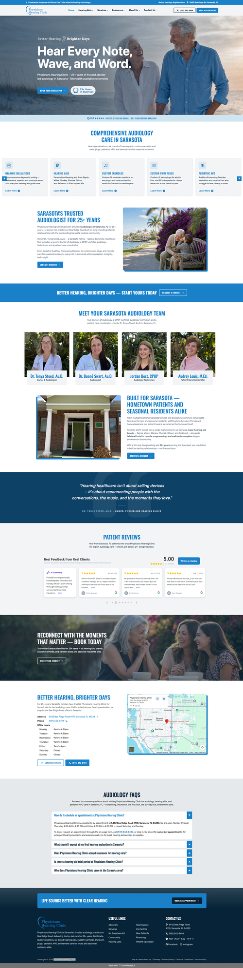 Physicians Hearing Clinic website